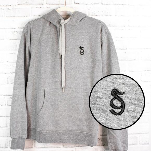 Spiritual Gangster Heather Gray Monogram Embroidered Pullover Hoodie Shirt Small - Picture 1 of 9